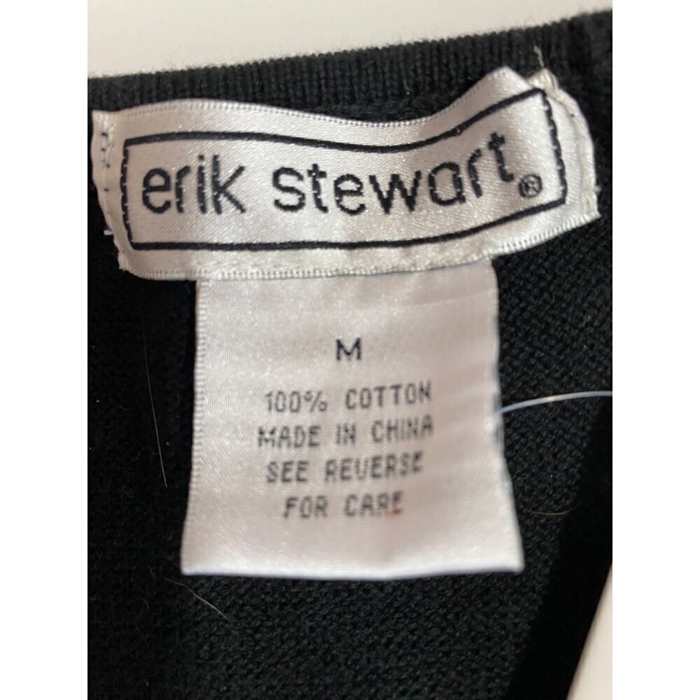Erik Stewart Black Pull Over Sweater Braided Square Neckline Women’s Medium NWT - Picture 5 of 9